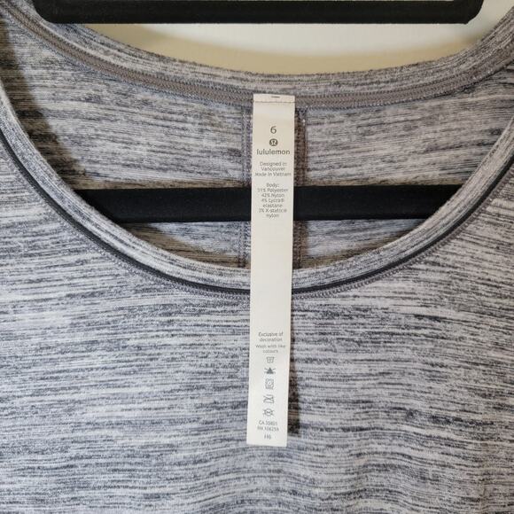 Lululemon Gray Heathered Striped Long Sleeve Shirt‎ Size 6 - Picture 6 of 6